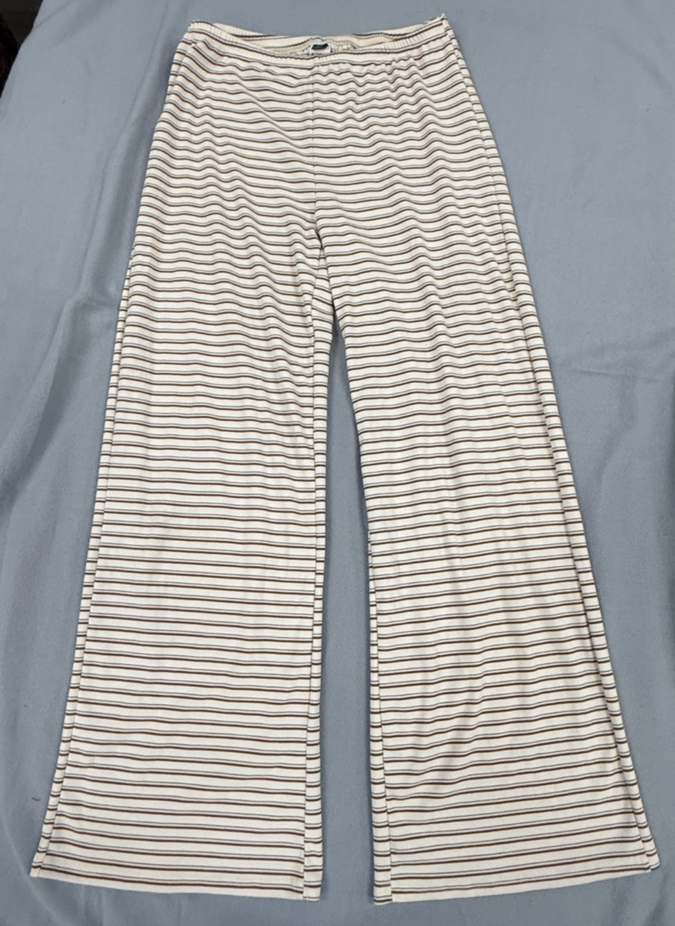 SHEIN Lounge Pants Womens Large Tall Brown Cream Striped Ribbed Knit Wide Leg